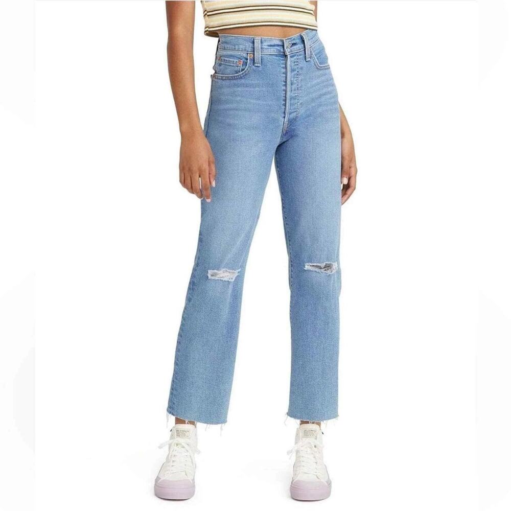 Levi's Ribcage Light Blue Straight Ankle Jeans